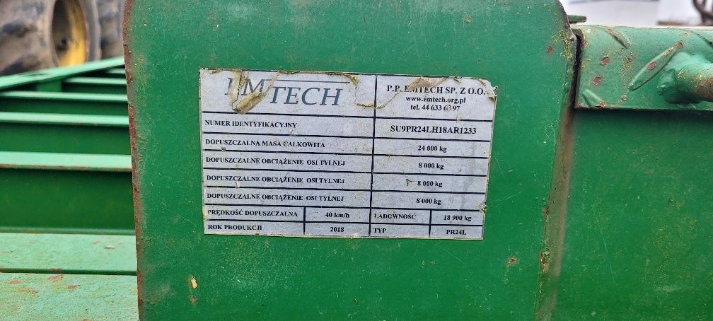 Emtech Przyczepa niskopodwoziowa Forwarder Harwester