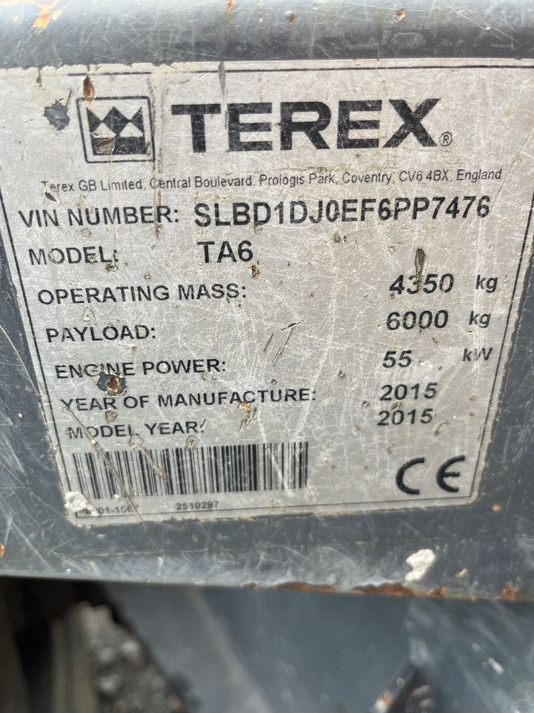 Wozidło budowlane Terex Ta6 6t proste koleba 2015r wywrotka