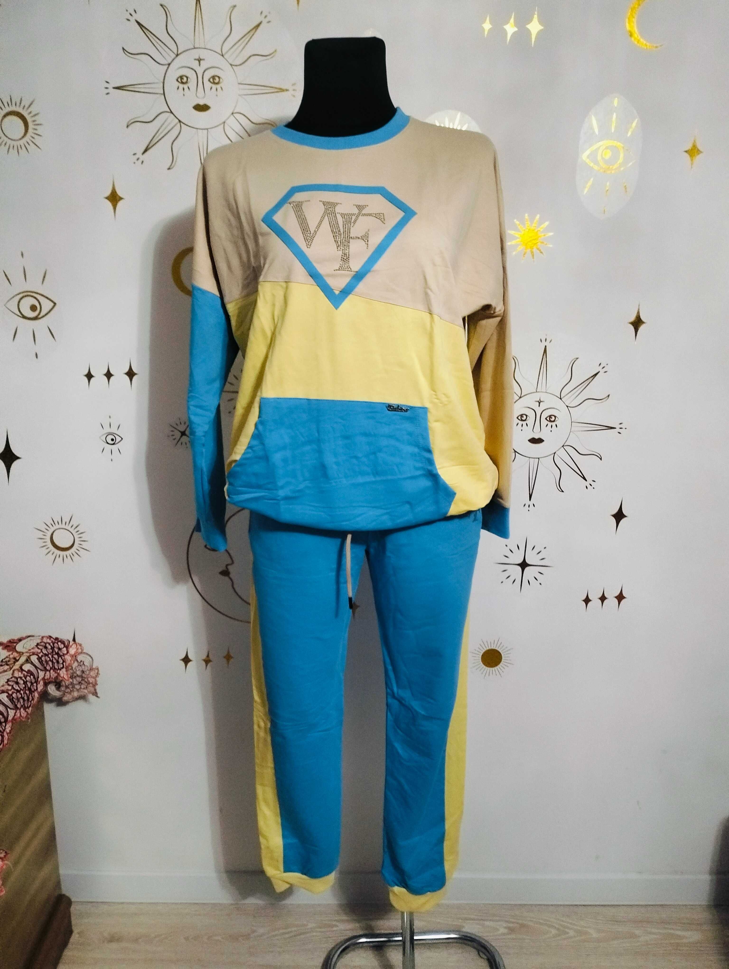 Wikiland 44 2XL Dres KOLOROWY pastelowy Diament Bluza +spodnie