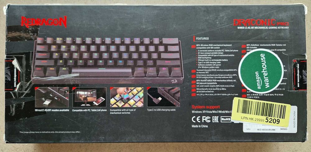 Teclado mecânico gaming Redragon Draconic K530