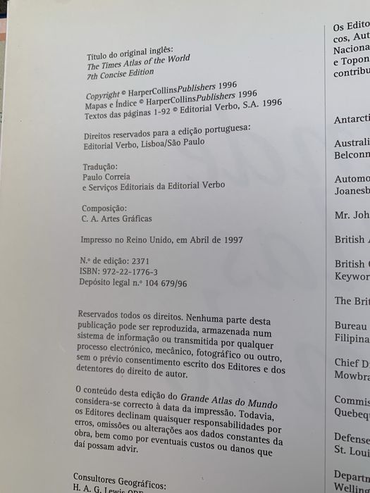 Livro Grande Atlas do Mundo - editora Verbo