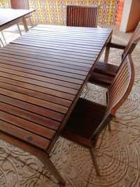 Mesa e Cadeiras para exterior de qualidade - Madeira e Inox