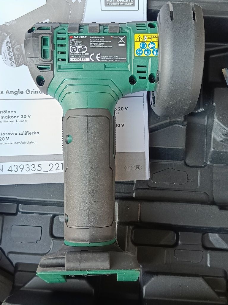 NOWA! Szlifierka kątowa akumulatorowa Parkside PWSAM 20-Li A1 20V