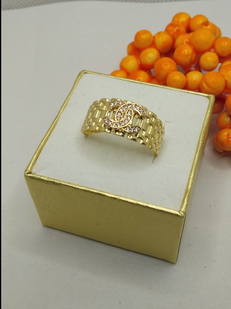 Złoty pierścionek ażurowy cyrkonie, złoto 585 r.21