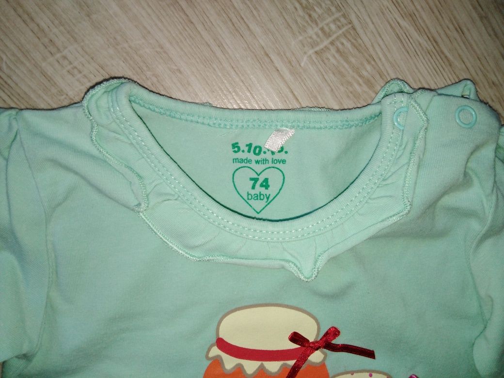 Bluzki bluzeczki koszulki 74 dla dziewczynki długi rękaw 5.10.15