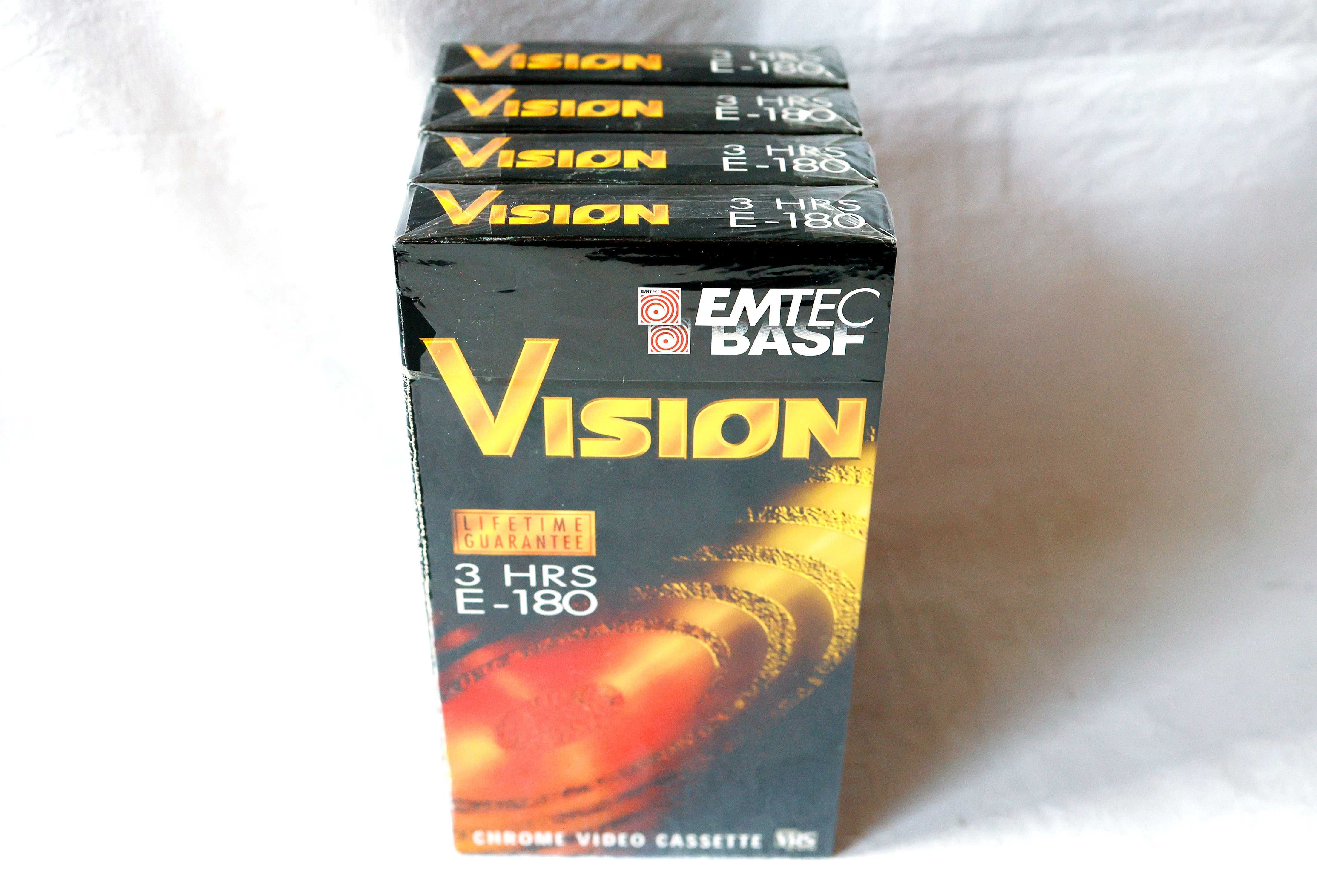 4x Kaseta VHS * BASF/Emtec VISION *E-180* Nowe KASETY stan BDB *Tanio!