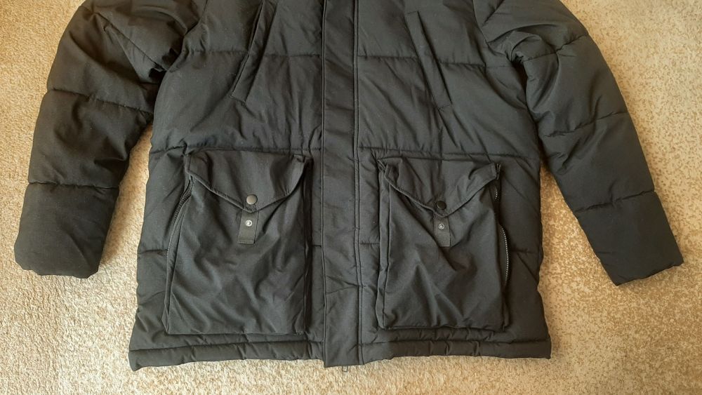 Kurtka zimowa męska ocieplana kaptur czarna XL Kappahl