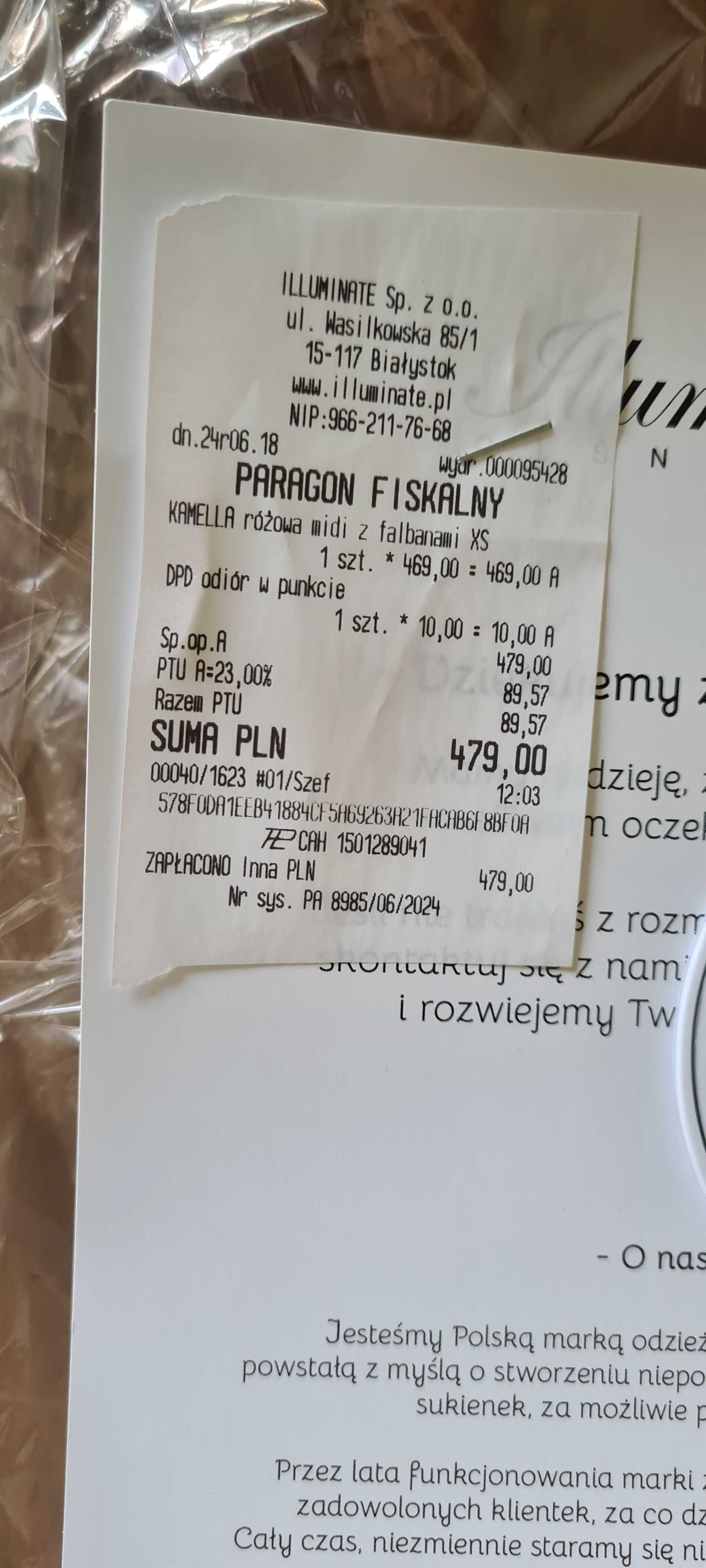 Kamella różowa midi z falbanami Illuminate XS