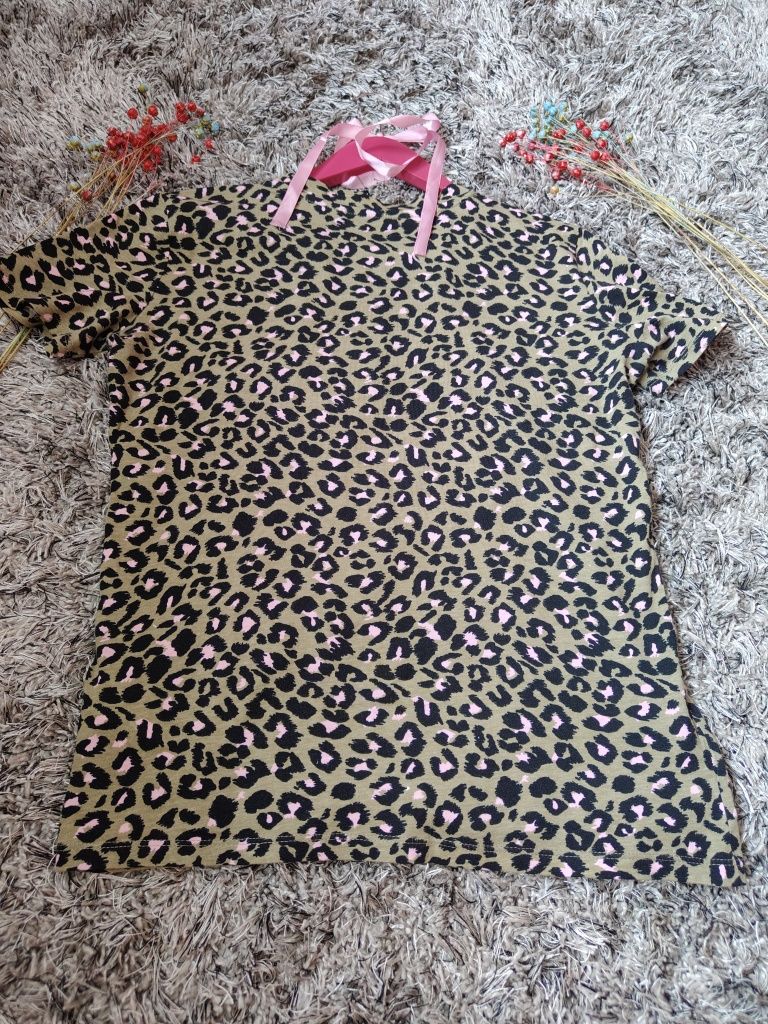 Bawełniany T-shirt w Panterkę Rozmiar Xs