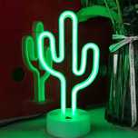 NOWY Neon LED Kaktus zielony z podstawką 13.2x26.5cm USB / baterie