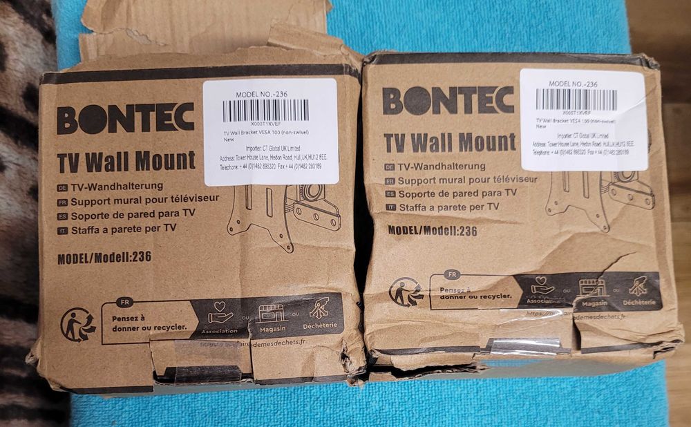 2x uchwyt ścienny do telewizora bontec model 236.