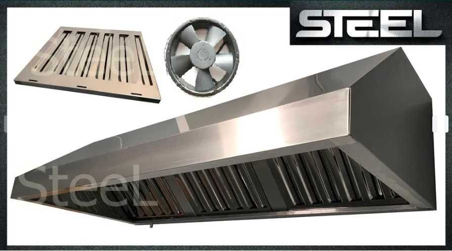 okap gastronomiczny SD 1750x700x400 filtry atest PZH Wentylator