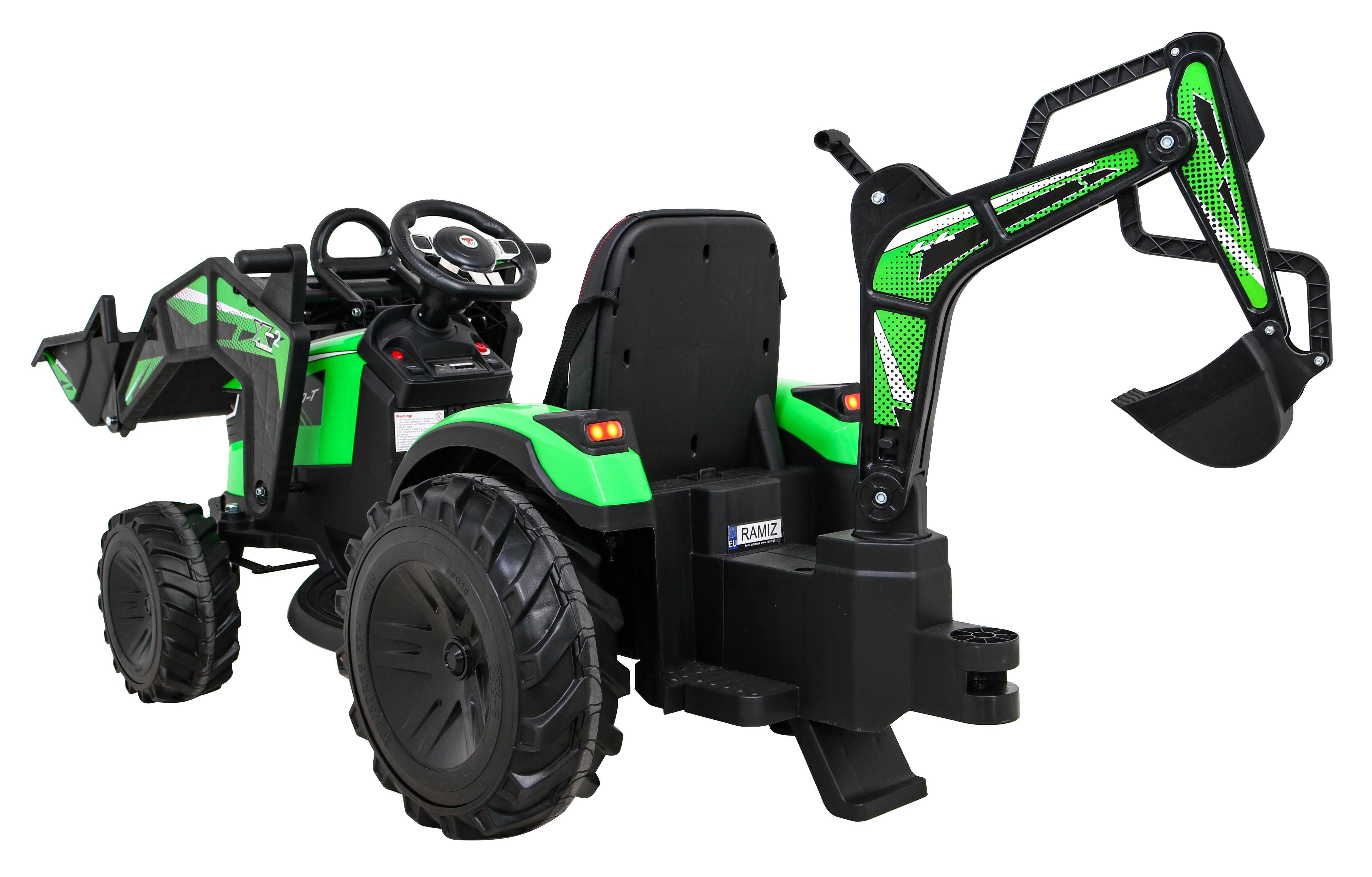 Pojazd Traktor na akumulator Z Przyczepą 720-T Zielony
