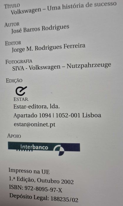Livro "Volkswagen - Uma história de sucesso", de José Barros Rodrigues