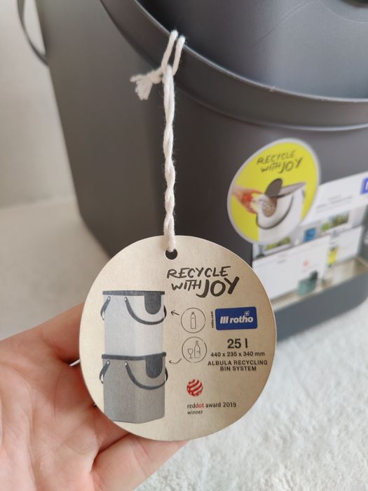 Nowy pojemnik do segregacji kosz na śmieci Rotho 25L wiadro szare