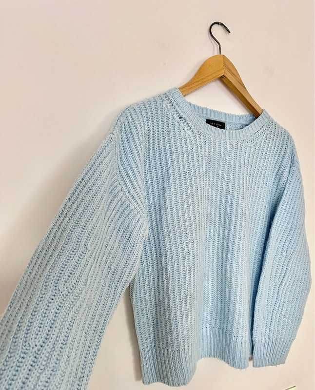 błękitny zimowy sweter new look L