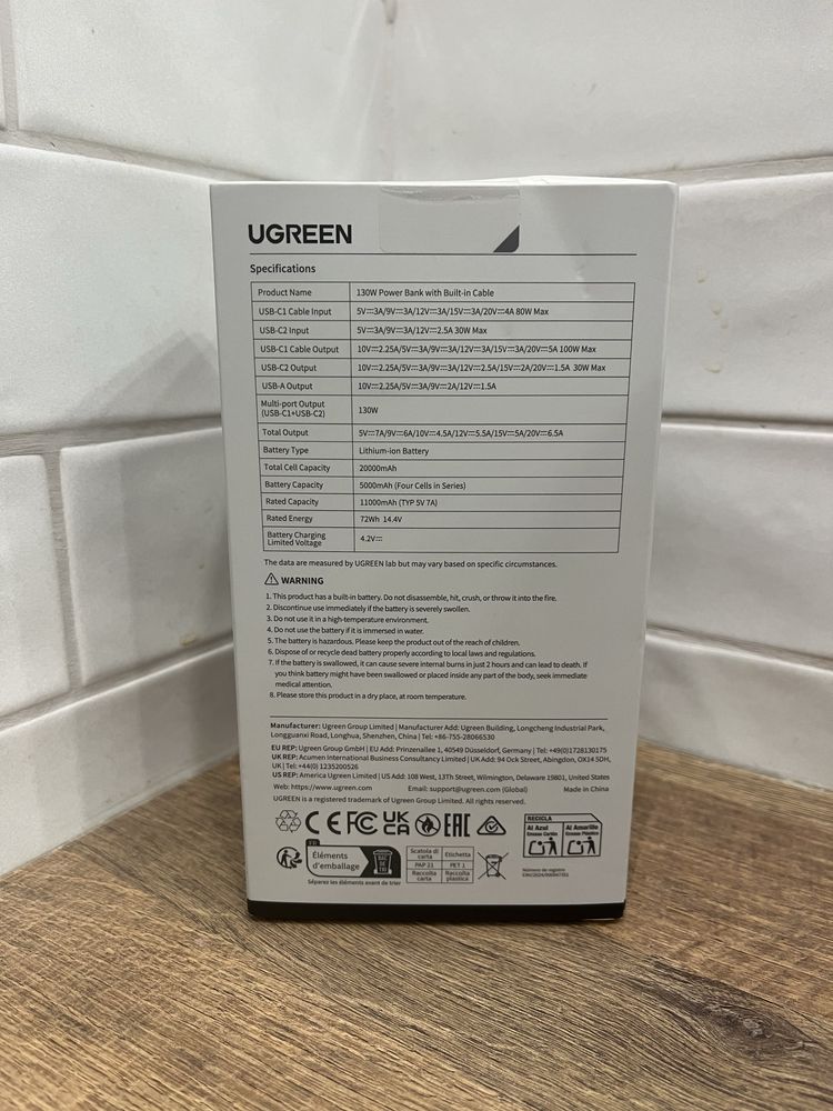 Powerbank ugreen 130w 20000 mAh
