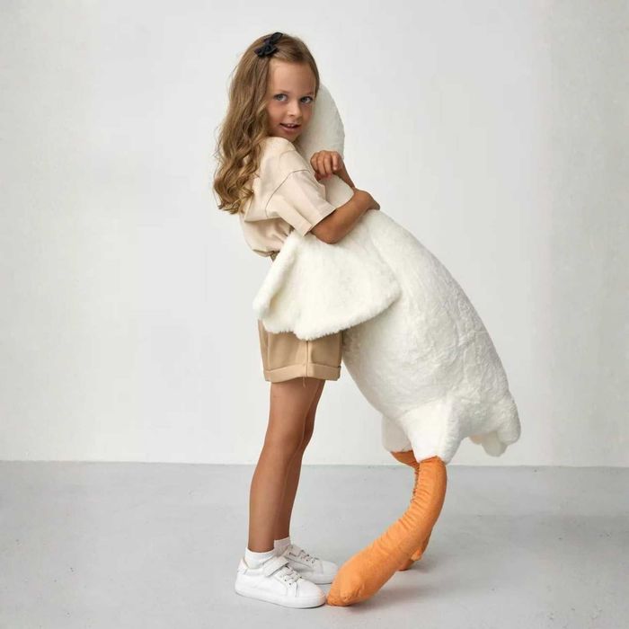 М'яка іграшка Гусак Обіймусь велика плюшева подушка обіймашка білий