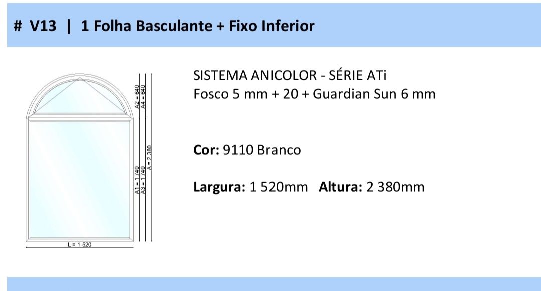 Janela basculante com fixo inferior. Nova