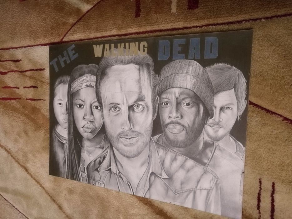 Własnoręczny Rysunek The Walking Dead - 50x70 cm - unikat - SERIAL III