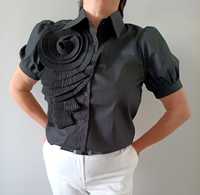 Nowa koszula damska z rozetą 3D czarna kwiat