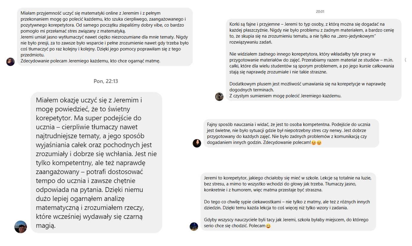 Korepetycje z matematyki - Studia (Stacjonarnie/Online)