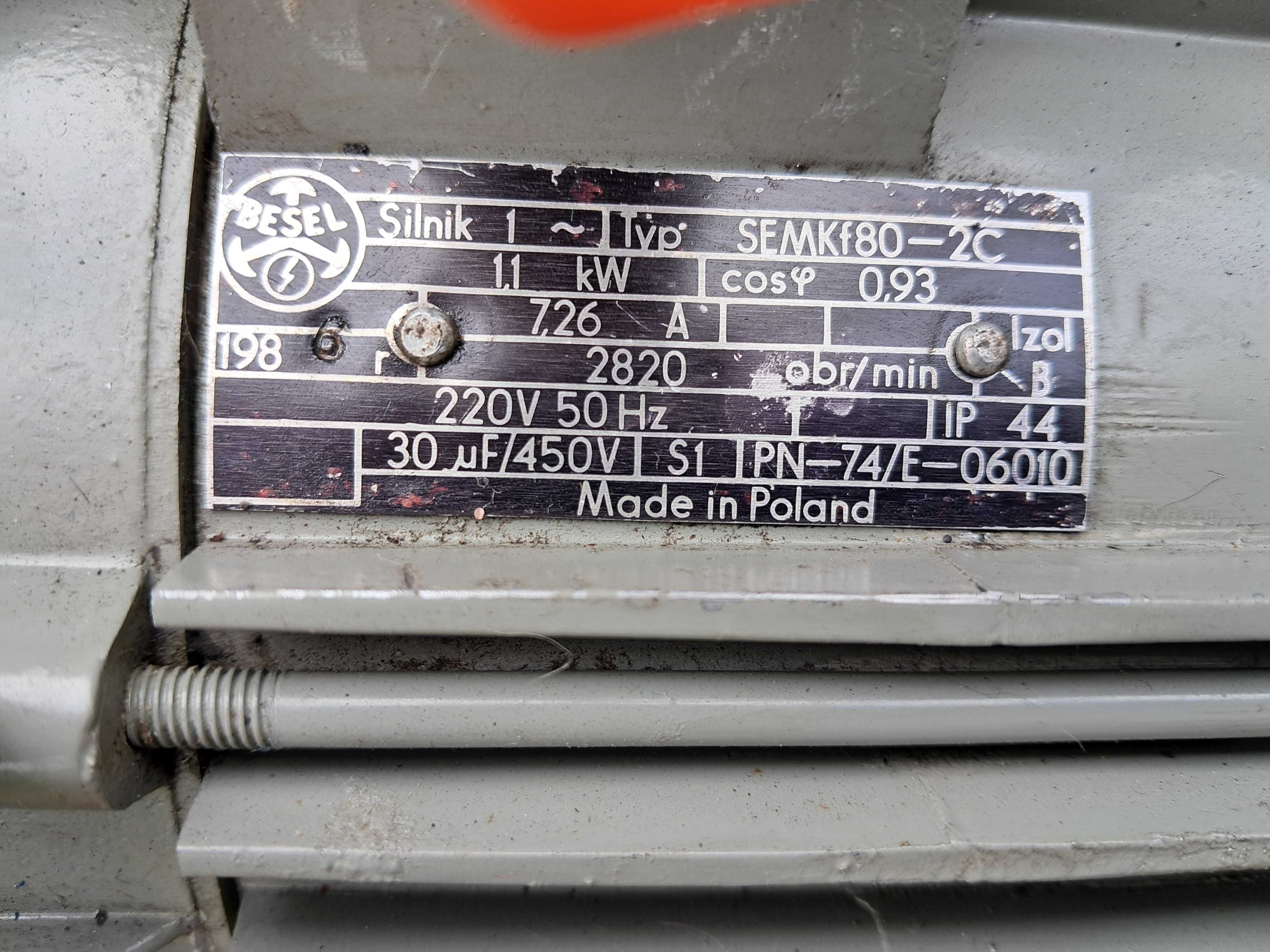 Silnik elektryczny 1,1kw 2820 obrotów 220v,230v 1-faz Polski.Wysyłka