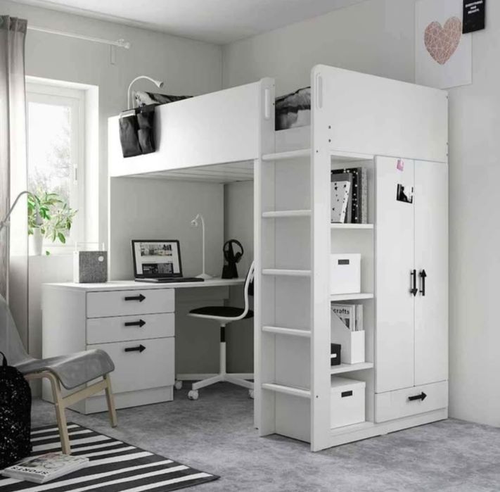 Łóżko z antresola piętrowe ikea smastad