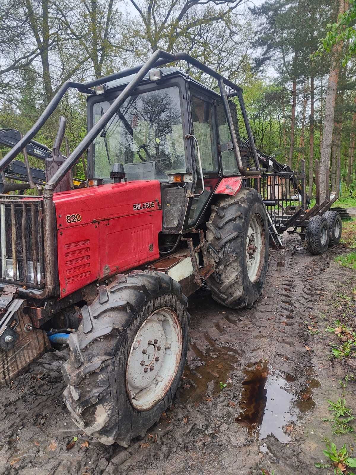 Ciągnik MTZ Belarus 820 z przyczepą zrywkową PALMS 71-410, 7 ton