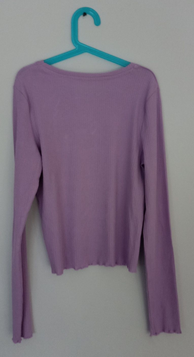 Liliowa, fioletowa Basic bluzka, bluzeczka, koszulka  h&m 158/164