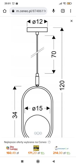 Lampa wiszącą złota 2sztuki