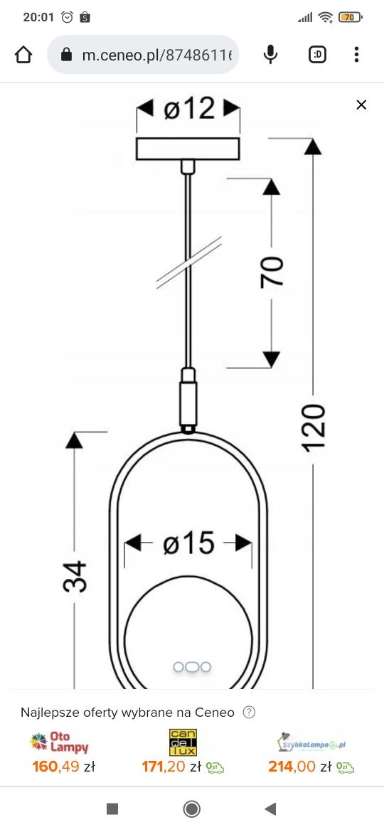 Lampa wiszącą złota