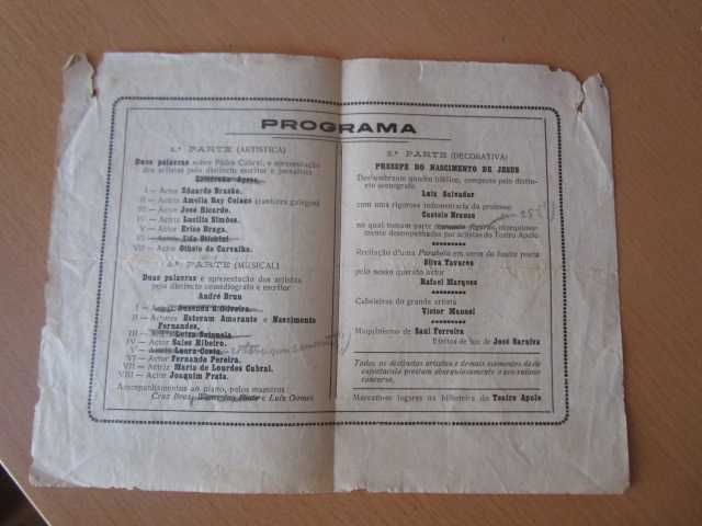 programas folhetos antigos de teatro