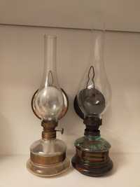 2 lampy naftowe z lustrem zestaw