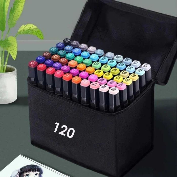 Набор двусторонних маркеров для скетчинга 120шт