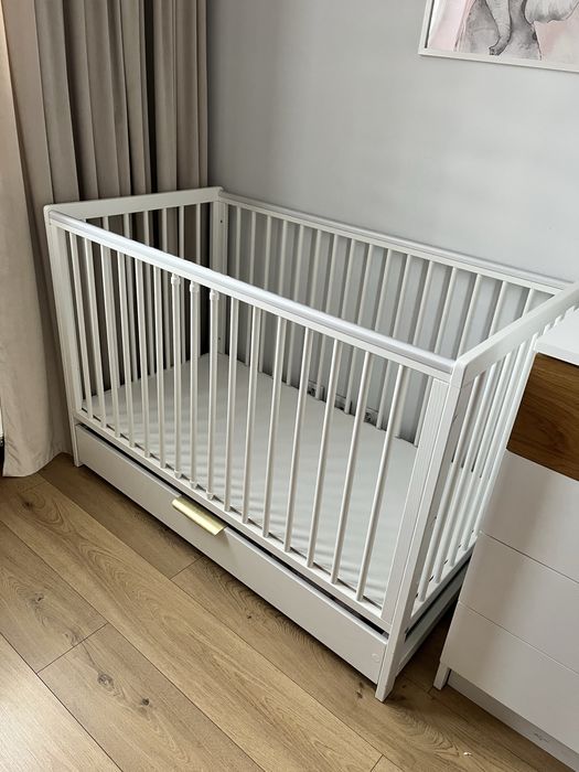 Łóżko łożeczko dziecięce Klupś Timi 120x60 z szufladą i barierką