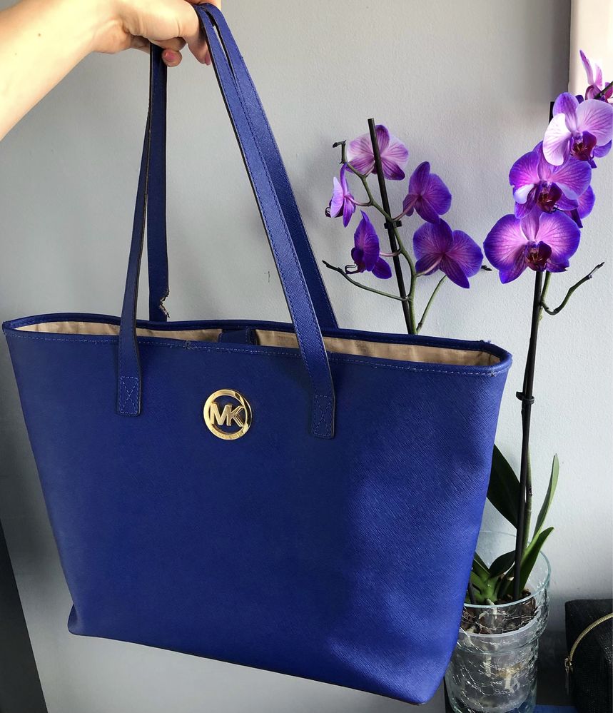 Oryginalna chabrowa shopperka Michael Kors jet set travel