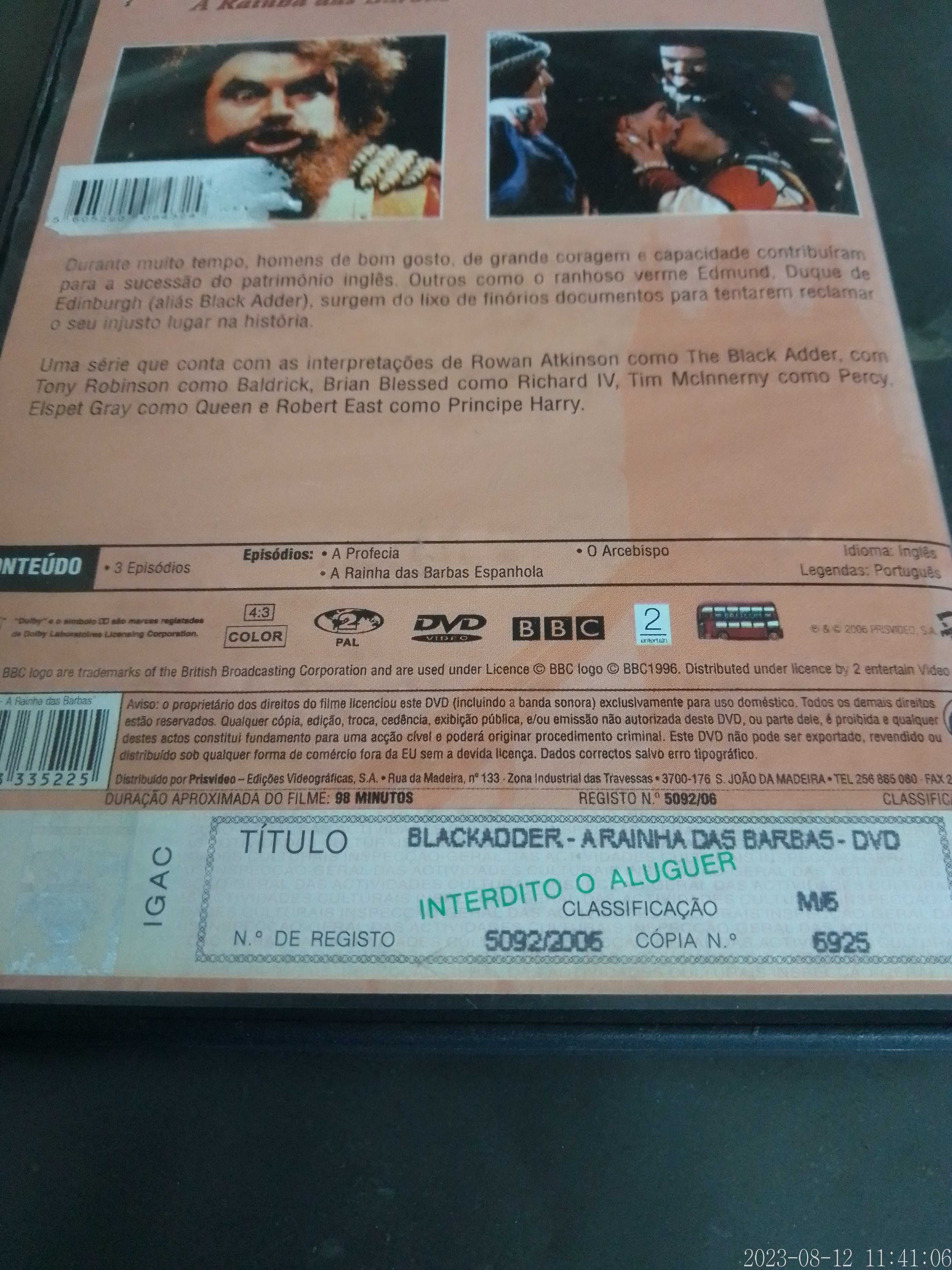 DVD Black Adder a Rainha das Barbas Rowan Atkinson Filme Série Legd PT