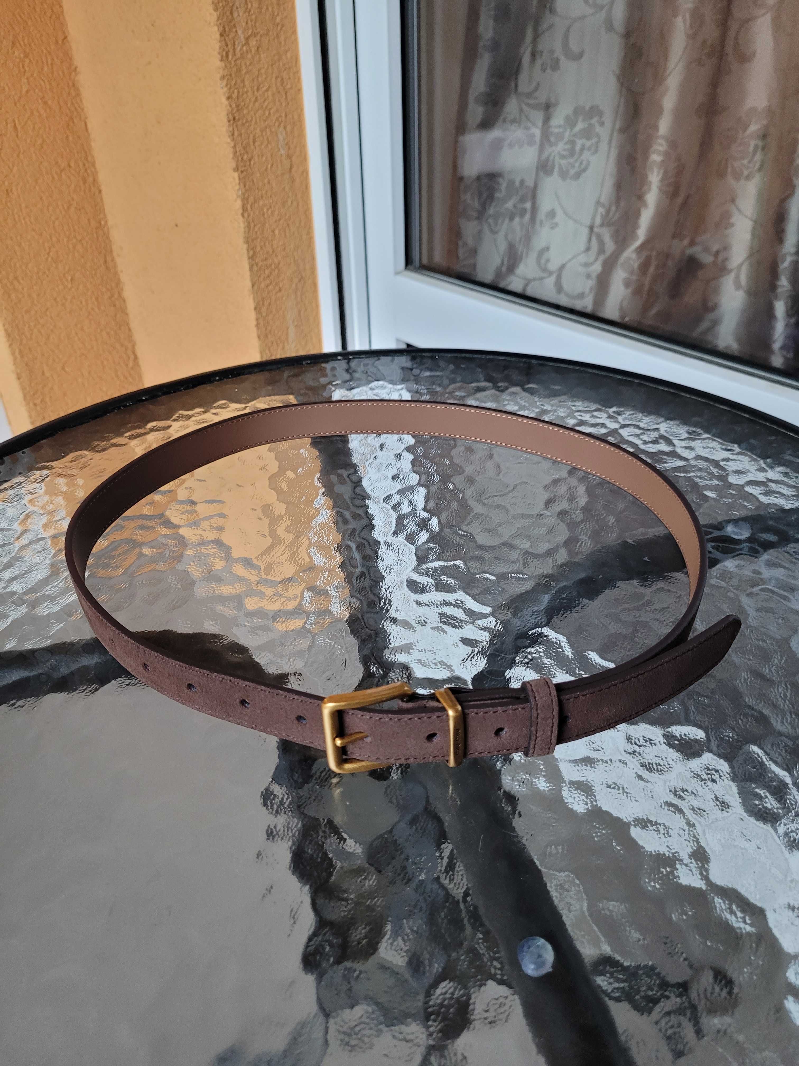 Brązowy damski zamszowy pasek 105 cm
