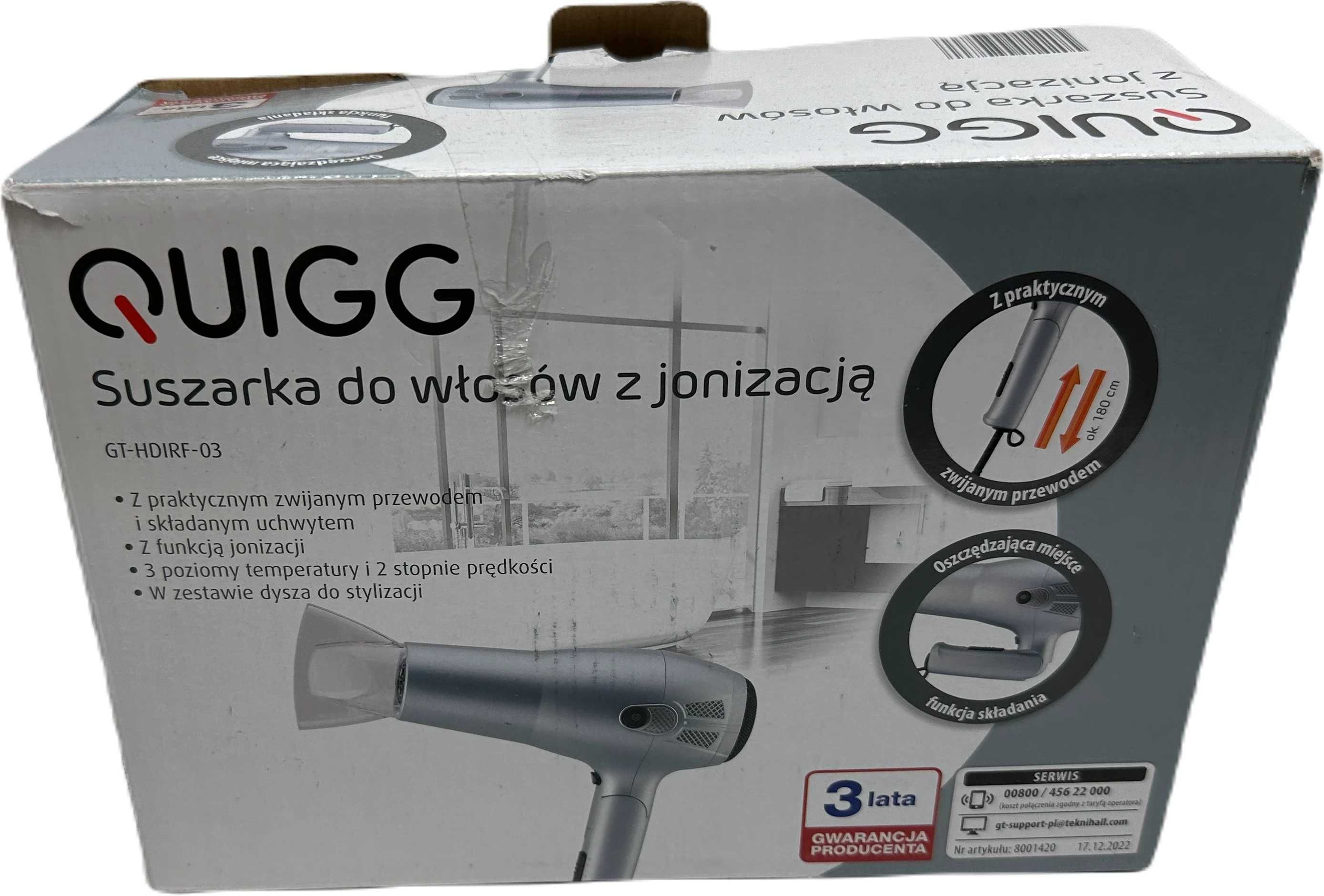 Suszarka do włosów quigg GT-HDIRF-03 2100 W z funkcją jonizacji
