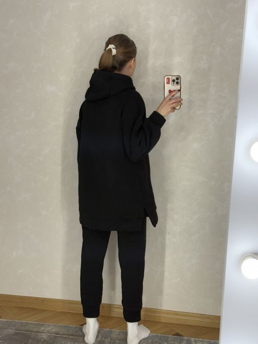 Чорний флісовий костюм жіночий S