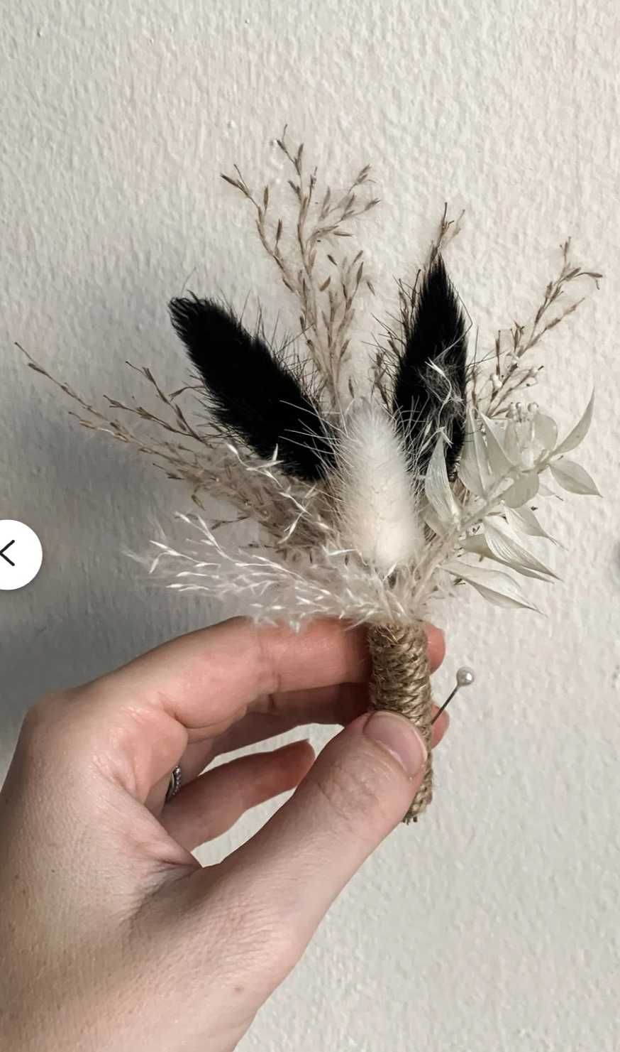 Butonierka naturalna czarno biała