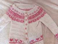 Sweterek z norweskim wzorem z włóczki Handmade rękodzieło PIĘKNY