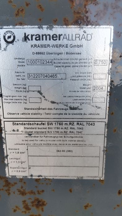 łyżka szufla do to ładowarki przegubowej teleskopowej Kramer Schäffer