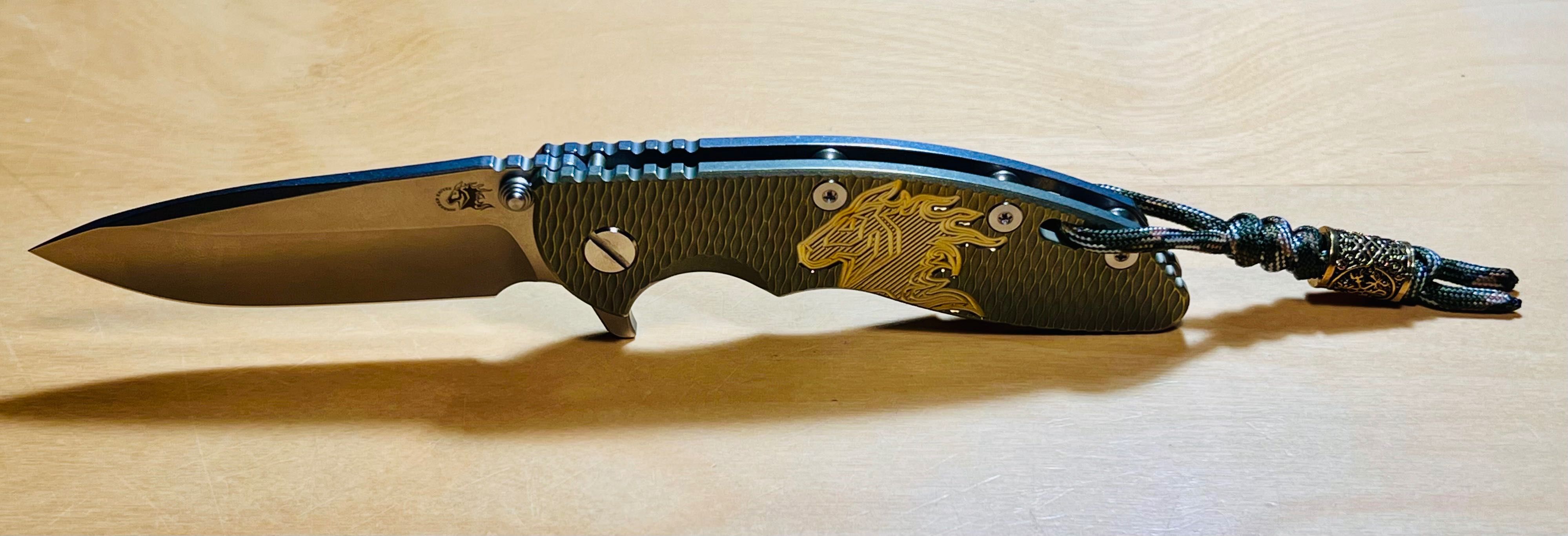 nowy nóż składany firmy Jufule Xm-18 Gold Tytan K110 wzór Hinderer