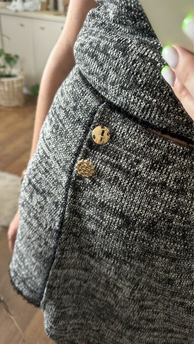 Komplet top spódnica z wyższym stanem szary ZARA S 36