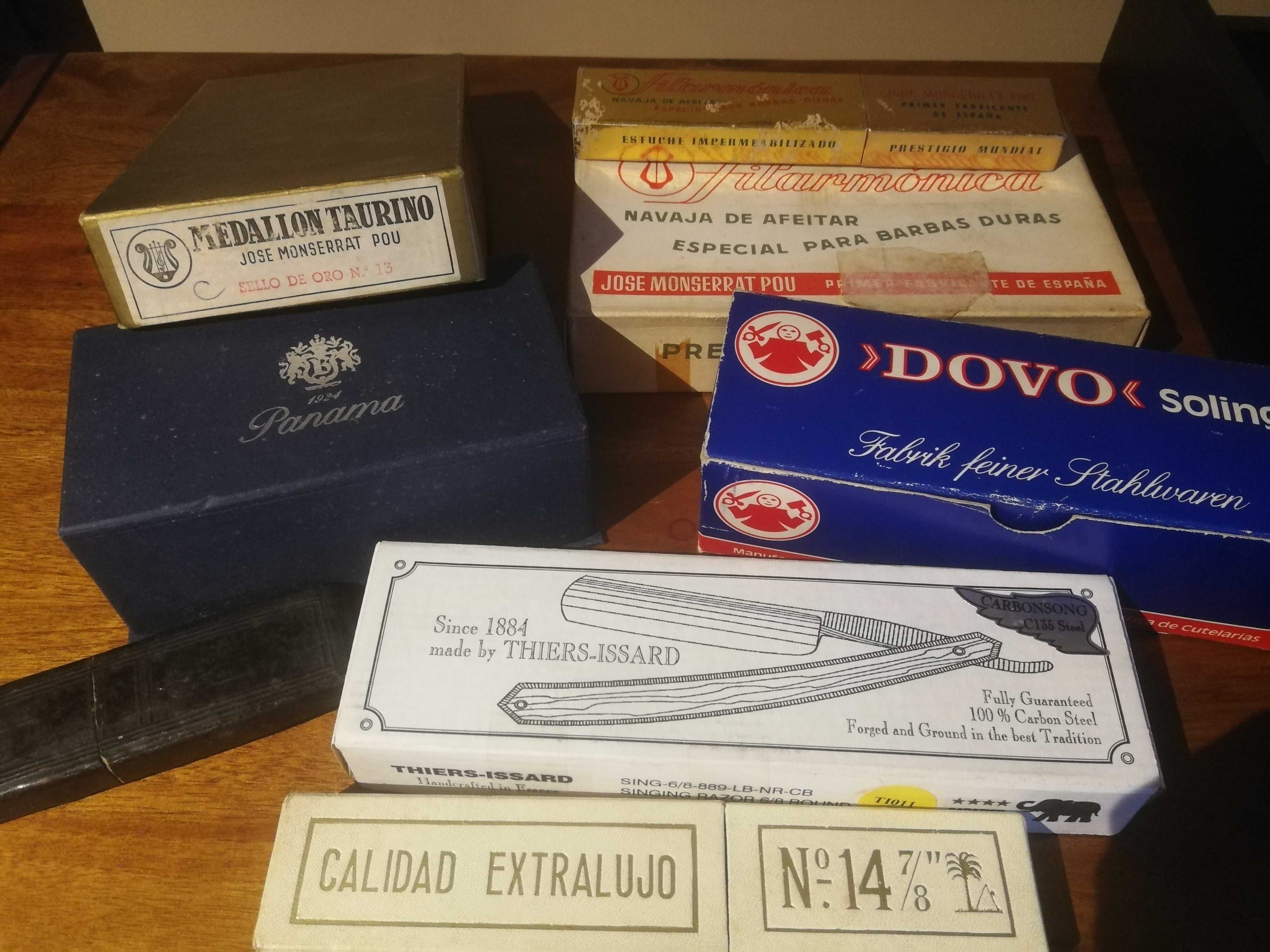 Caixas de Navalhas de barbear Filarmónica, Dovo, Thiers Issard, e mais