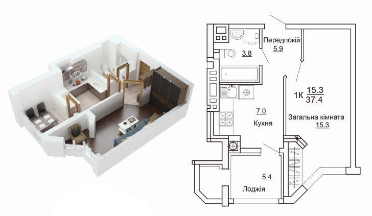 Квартира з Документами! Однокімнатна 33,9м2, ЖК Святопетрівський