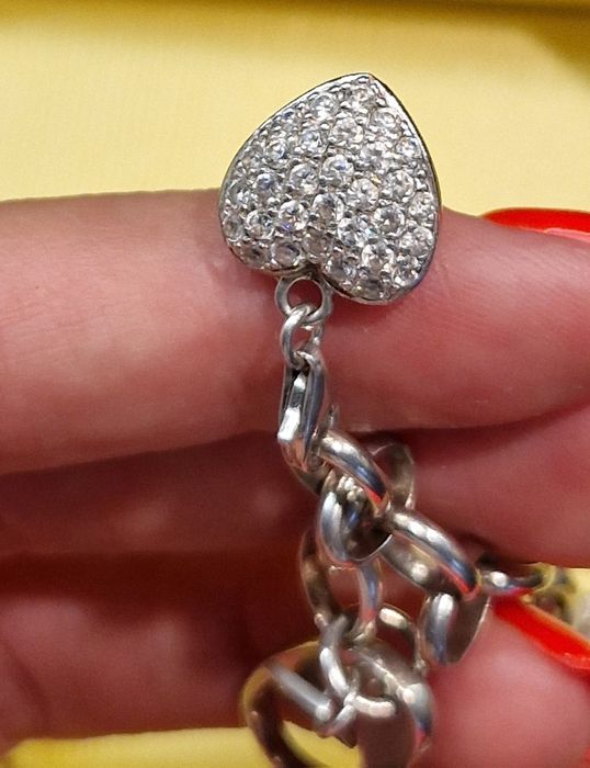 Bransoletka Yes srebrna 925 z charmsami apart w. Kruk i yes cyrkonie