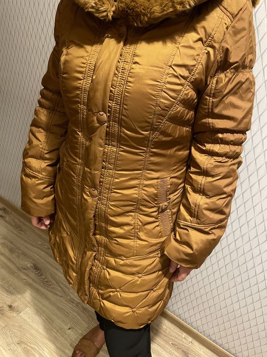 Brązowa, ruda kurtka zimowa, pikowana, rozmiar XL/XXL